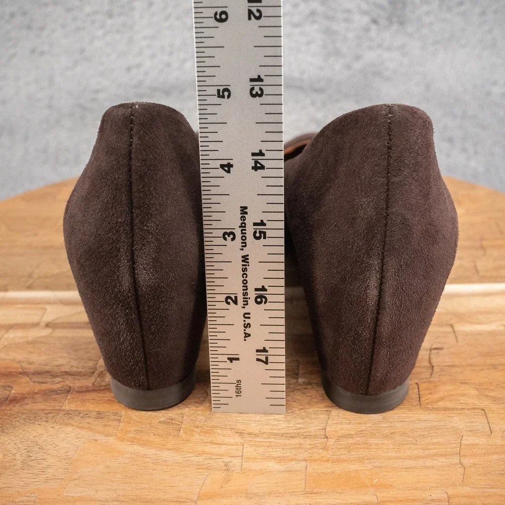 Aquatalia Marvin K Zana Brown Suede 8.5‎ M Wedge Heels Italy